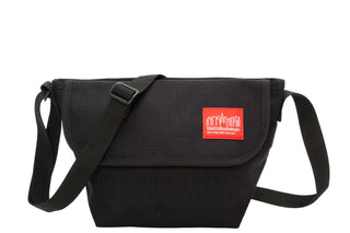 mini nylon messenger bag black with shoulder strap