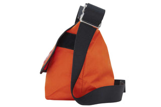 small vintage messenger bag orange side profile