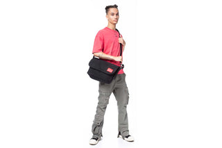 nylon messenger bag black