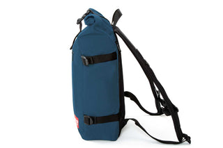 apex backpack navy sideview with straps