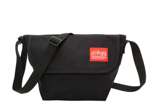 mini nylon messenger bag black with shoulder strap 